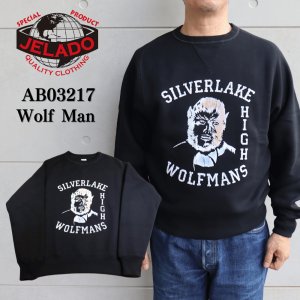 画像1: JELADO AB03217 Wolf Man フロッキープリントスウェット オリジナルデザイン　ヴィンテージを忠実に再現した縫製　旧式アズマ編み機 綿100％