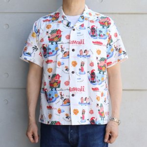 画像2: SUN SURF SS3933 COTTON HOPSACK OPEN SHIRT “ハワイへ行こう！” by 柳原良平 with MOOKIE  ムーキーサトウ オープンシャツ コットンホップサック  アンクルトリス オールオーバー・パターン プリント 日本製 madeinjapan