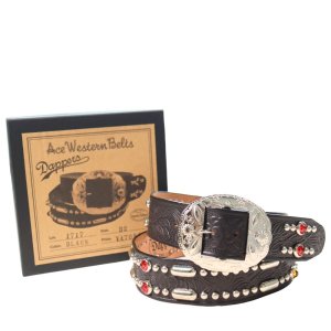 画像2: DAPPER'S × ACE WESTERN BELTS 1717 1930’s Style Studs Belt Made by ACE WESTERN BELTS ダッパーズ エースウエスタンベルト 職人手打ち スタッズベルト  ウエスタンベルト ストーン ジュエリー ベルト