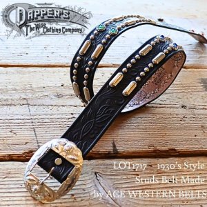 画像1: DAPPER'S × ACE WESTERN BELTS 1717 1930’s Style Studs Belt Made by ACE WESTERN BELTS ダッパーズ エースウエスタンベルト 職人手打ち スタッズベルト  ウエスタンベルト ストーン ジュエリー ベルト