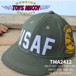 画像1: TOYS McCOY トイズマッコイ MILITARY COTTON CAP 429TH FTR BMR SQ BLACK DRAGONS TMA2412 ミリタリーキャップ  ブラックドラゴン コットン cotton キャップ cap 日本製 madeinjapan