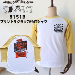 画像1: STUDIO D'ARTISAN ステュディオダルチザン プリントラグラン7分袖Tシャツ 8151B アメカジスタイル 3/4 raglan sleeve