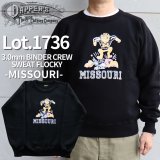 DAPPER'S ダッパーズ 3.0mm BINDER CREW SWEAT FLOCKY  MISSOURI フロッキープリントスエット 1736 裏起毛 fleece lining ミリタリーデザイン military カレッジデザイン コットン cotton