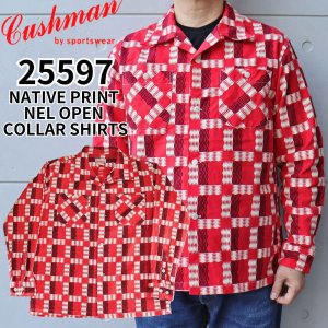 画像1: CUSHMAN クッシュマン NATIVE PRINT NEL OPEN COLLAR SHIRTS ネイティブ プリント ネル オープン カラ ーシャツ 25597 長袖 long sleeve アメカジ カジュアル