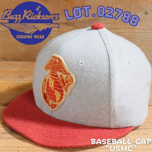 画像1: BUZZ RICKSON'S バズリクソンズ  BR02788 BASEBALL CAP ベースボールキャップ USMC マリーンズ MARINES 帽子 ワッペン 日本製 madeinjapan (1)