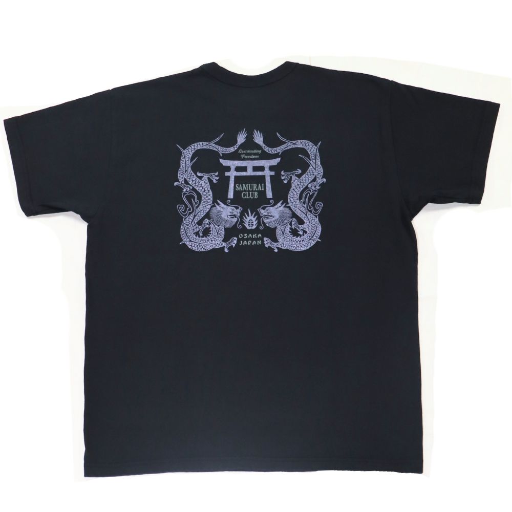 SAMURAI JEANS サムライジーンズ SCT24-101 HEAVY WEIGHT T-SHIRT オリジナルへヴィーウエイトTシャツ 台丸 ヘヴィーオンス天竺 三本針バインダーネック 丸胴 龍 ドラゴン 和柄 madeinjapan 日本製 - TOP